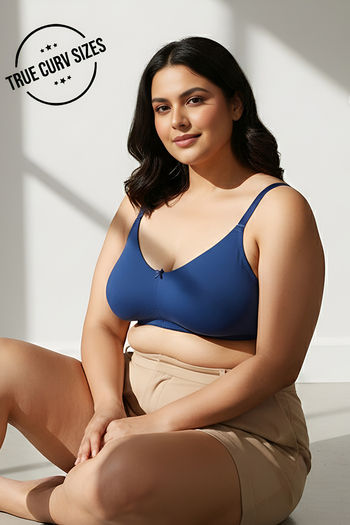 Buy Zivame True Curv Double Layered Non Wired 3/4th Coverage Sag Lift Bra - Navy Peony